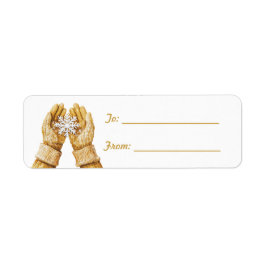 Snowflake in Honey Gold Gloves Christmas  Returadress Etikett