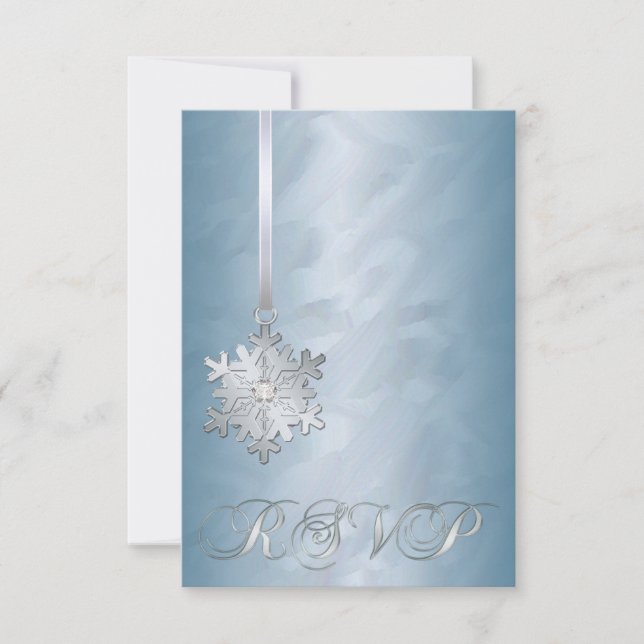 Snowflake-inbjudan till Teal Foil Silver judel OSA (Framsida)