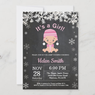 Snowflake-inbjudan till Winter Girl Baby Shower Inbjudningar