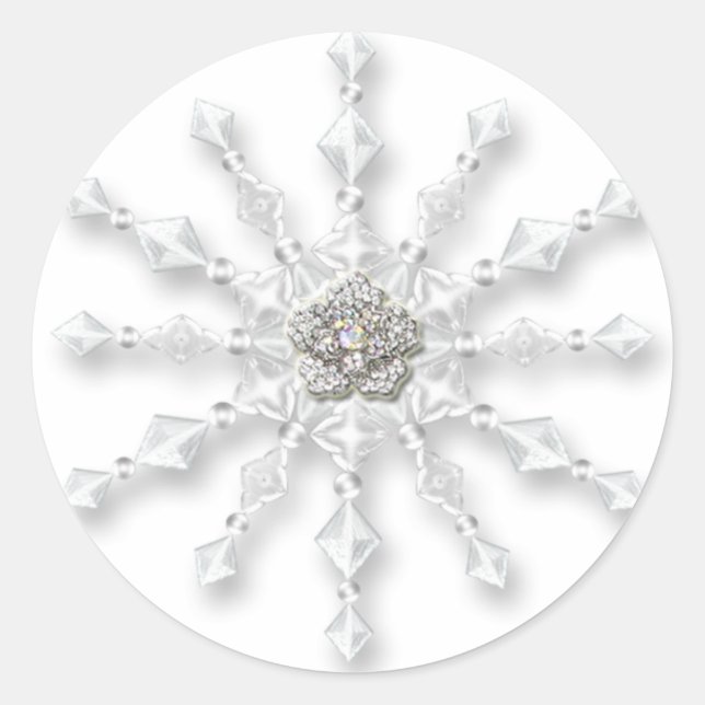 Snowflake Jewel Runt Klistermärke (Framsida)