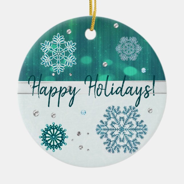 Snowflake Jeweled 3D-ANPASSNINGSBAR MEDDELANDE Julgransprydnad Keramik (Framsidan)