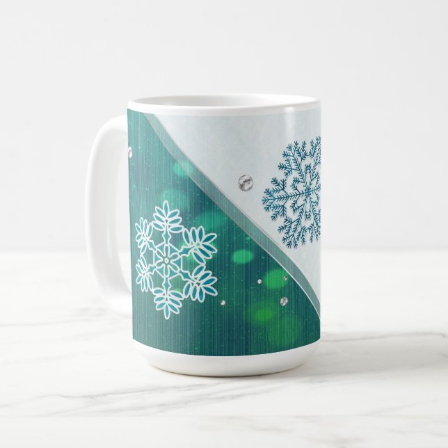 Snowflake Jeweled 3D Kaffemugg (Framsida vänster)