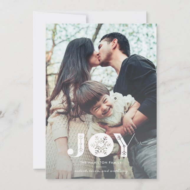 Snowflake Joy Fullt Bleed julfoto Julkort (Framsida)