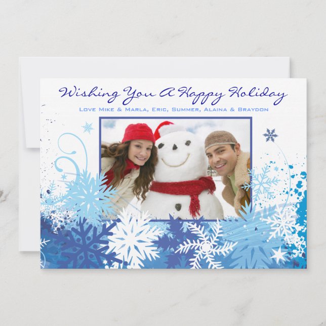 SNOWFLAKE Jul Familjefoto Välkomstkort Julkort (Framsida)