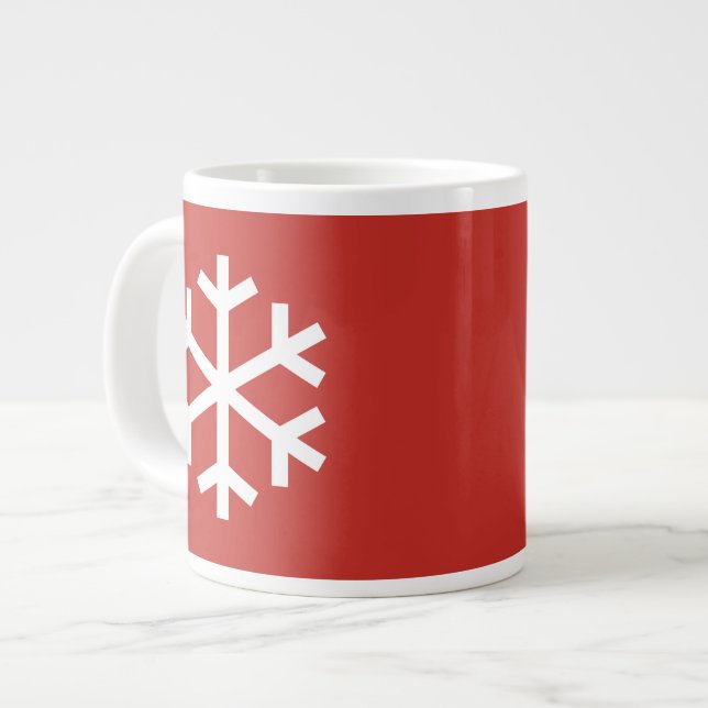 Snowflake-jul Giant Red Coffee Mugg Jumbo Mugg (Framsida vänster)