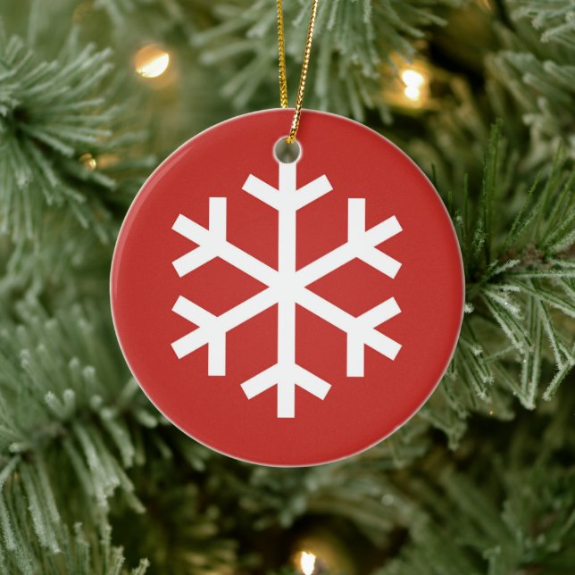 Snowflake-jul Red Ceramic Ornament (Träd)