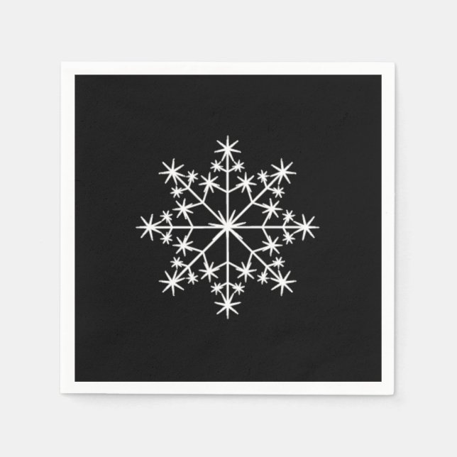 Snowflake Julafton jul Helgdag Black White Pappersservett (Framsidan)