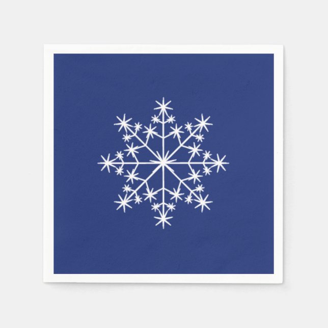 Snowflake Julafton-julblått Helgdag Pappersservett (Framsidan)