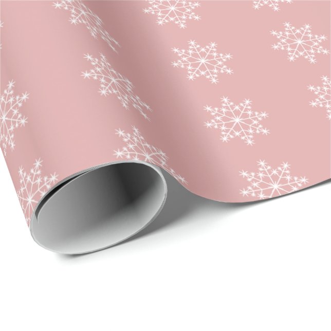 Snowflake Julafton Pastel Rosa jul Helgdag Presentpapper (Rullad Hörn)