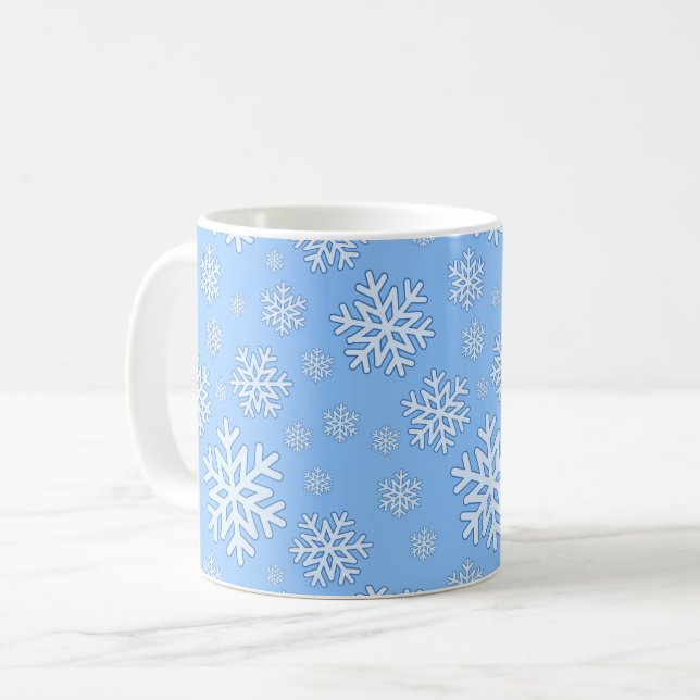 Snowflake-julblått mugg (Framsida vänster)