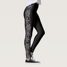 Snowflake-julen Lila Silver Leggings