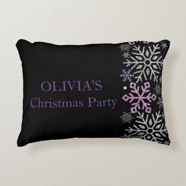 Snowflake-julen Lila Silver Prydnadskudde (Framsidan)
