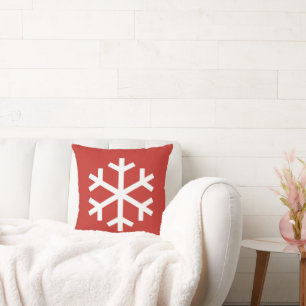 Snowflake-julen Red Dekorativ kudde