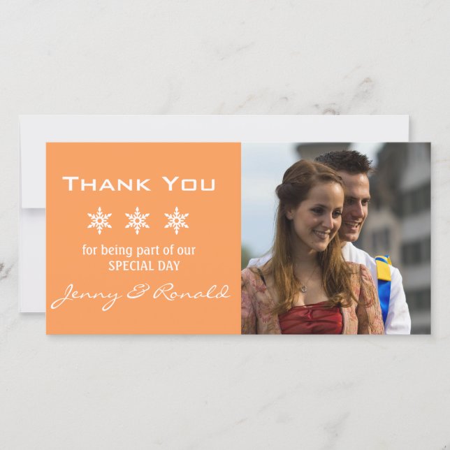 Snowflake-julet Bröllop Tack PhotoCard Kort (Framsida)