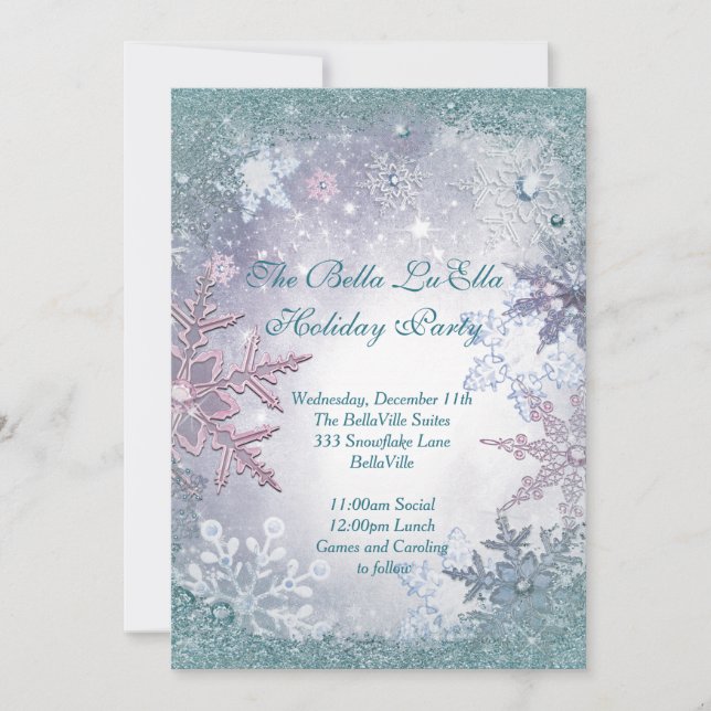 Snowflake Julfest-inbjudningar Inbjudningar (Framsida)