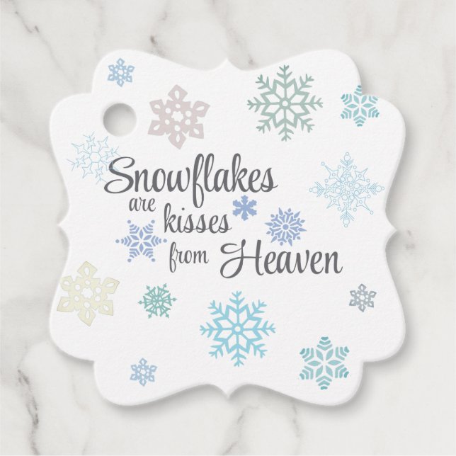 Snowflake Kisses från Heaven Gift Märkres Gåvor Etiketter (Framsida)