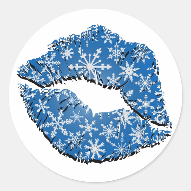 Snowflake Kisses Stickers Runt Klistermärke (Framsida)