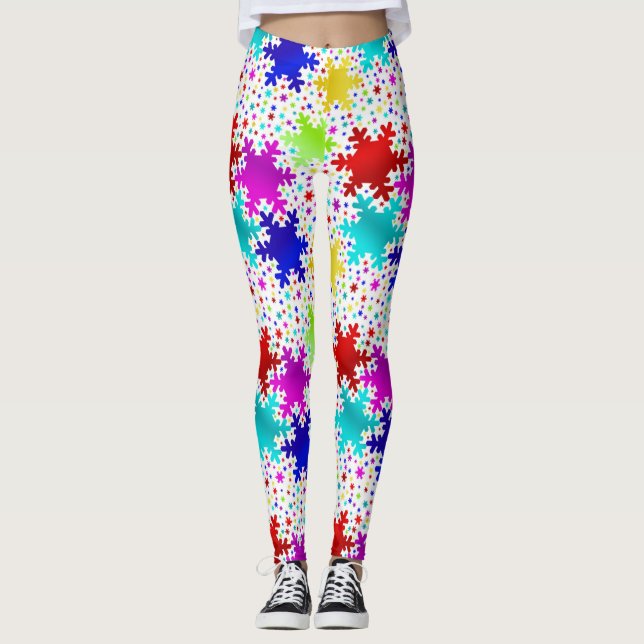 Snowflake Kvinnors bensin Leggings (Framsida)