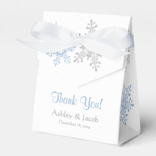 Snowflake Lapis Blue Silver Bröllop Tack Presentaskar