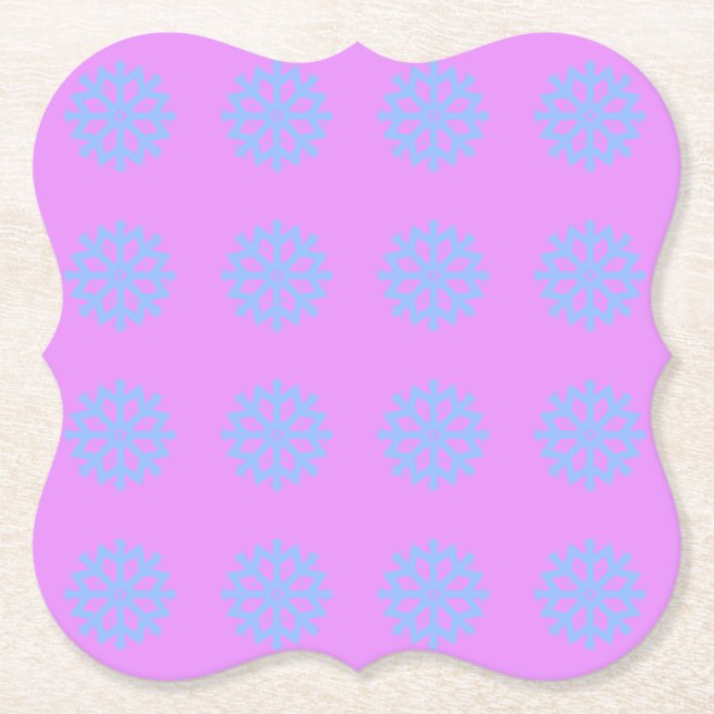 Snowflake Light Blue Winter Festive Mönster Lilac Underlägg Papper (Framsida)