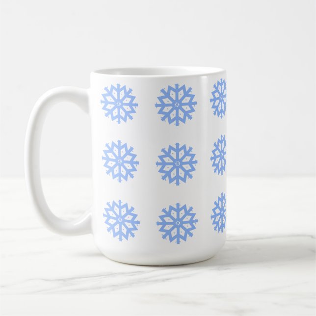 Snowflake Light Blue Winter Mönster Kaffemugg (Vänster)