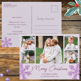Snowflake Lila Glam 5 Family Photo jul Helg Vykort