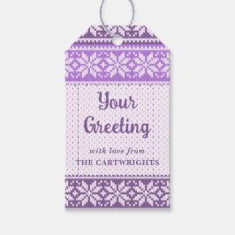 Snowflake Lila Nordic Sticka Sweater Ditt Hälsning Presentetikett