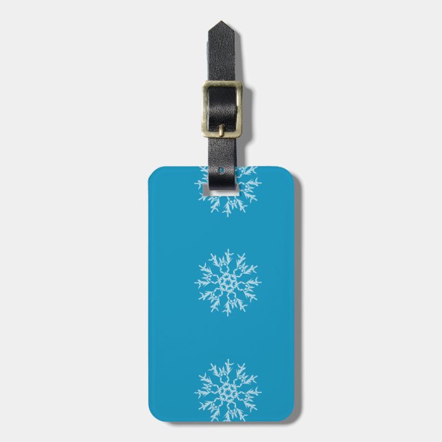 Snowflake Luggage Tag w/läderband Bagagebricka (Vertikal Framsida)