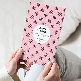 Snowflake Lycklig-Helgdag-kort för svart och Rosa