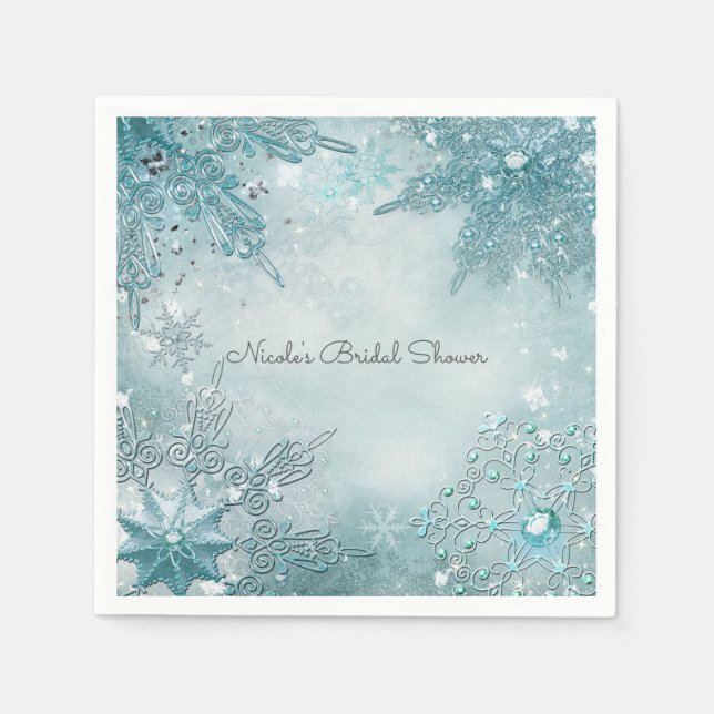 Snowflake Magic Winter Wonderland Elegant Party Pappersservett (Framsidan)