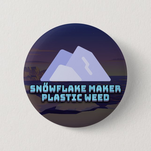 SNŐWFLAKE MAKER Plastic Ogräs logotyp Badge Knapp (Framsida)
