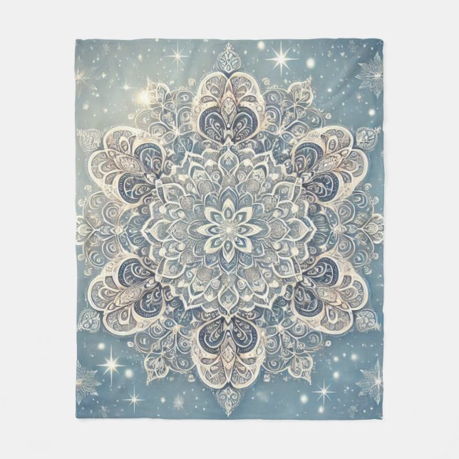 Snowflake Mandala i Frosty Hues 3 Fleecefilt (Framsidan)