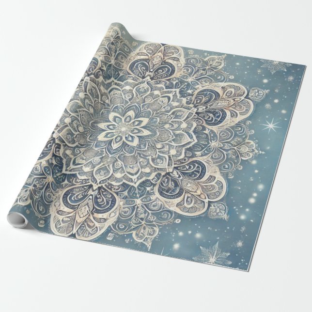 Snowflake Mandala i Frosty Hues 3 Presentpapper (Utrullad)