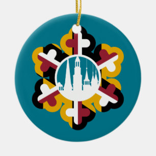 Snowflake Maryland Flagga Clustated Spires Ornamen Julgransprydnad Keramik