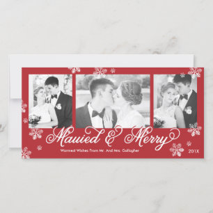 Snowflake Mauzed & Merry 3-Photo-Helgdag Card Julkort