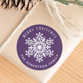 Snowflake Merry Christmas Holiday Purple Runt Klistermärke