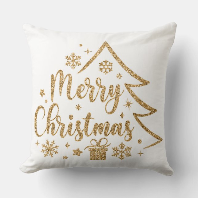 Snowflake Merry Christmas Throw Pillow Kudde (Framsida)