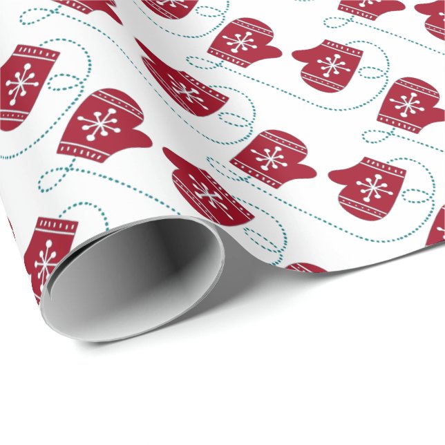 Snowflake Mittens julklapp Papper Presentpapper (Rullad Hörn)