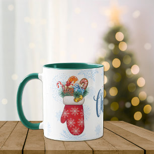 Snowflake Mittens med julgodis Mugg