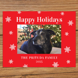 Snowflake Modern Family Photo Holiday Vykort