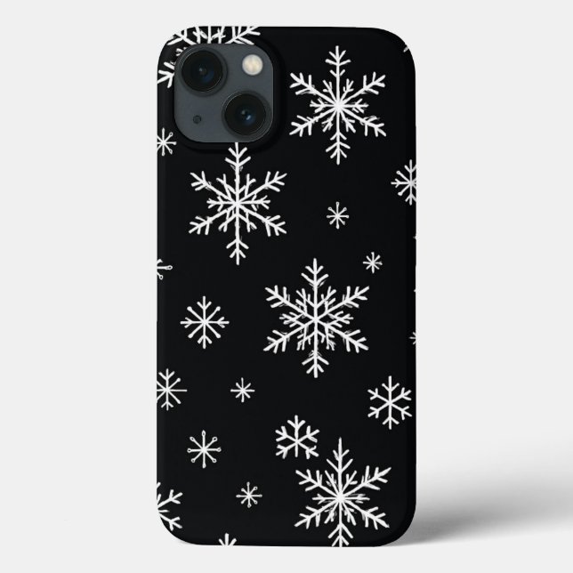 Snowflake Mönster Black-telefonväska (Baksida)
