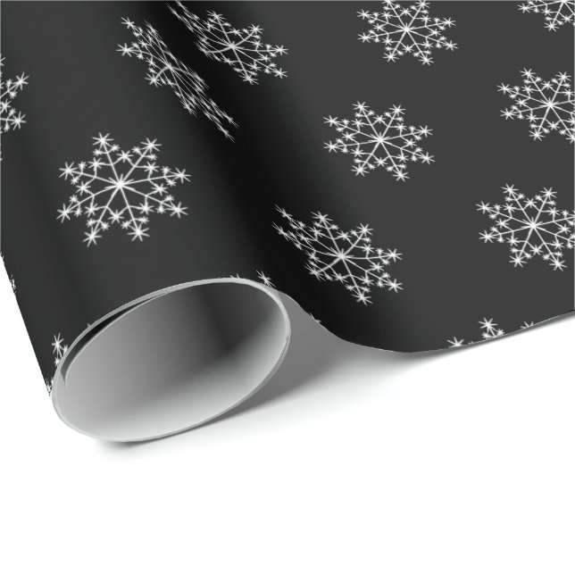 Snowflake Mönster jul Helgdag Black White Presentpapper (Rullad Hörn)