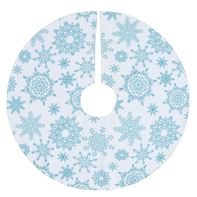 Snowflake Mönster Julgransmatta Borstad Polyester (Framsidan)
