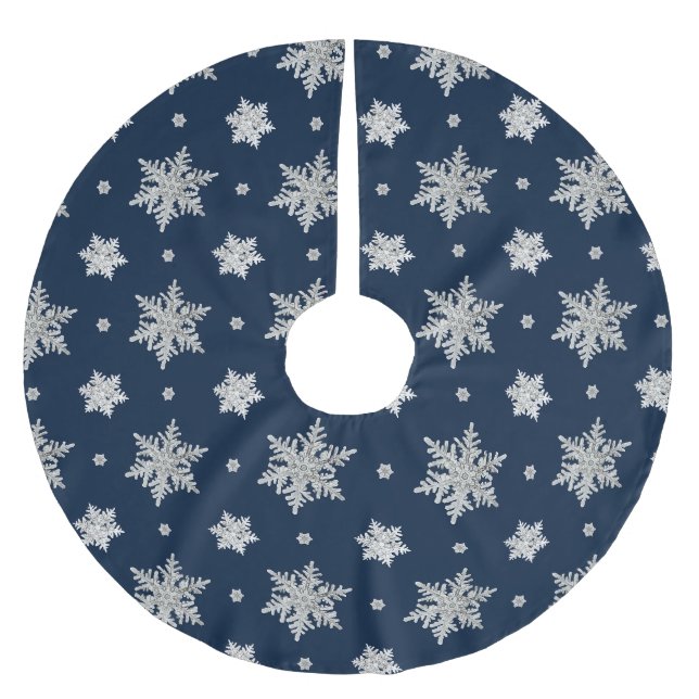 Snowflake Mönster Julgransmatta Borstad Polyester (Framsidan)