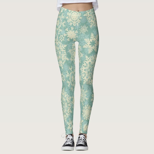 Snowflake mönster leggings (Framsida)