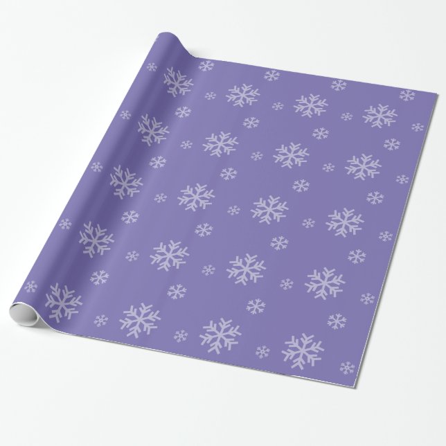 Snowflake Mönster Modern Lavender Winter Helgdag Presentpapper (Utrullad)