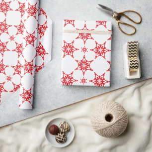 SNOWFLAKE MÖNSTER, modern, minimal röd Presentpapper