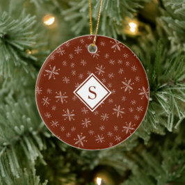 Snowflake Mönster Monogrammed Red Jul Julgransprydnad Keramik