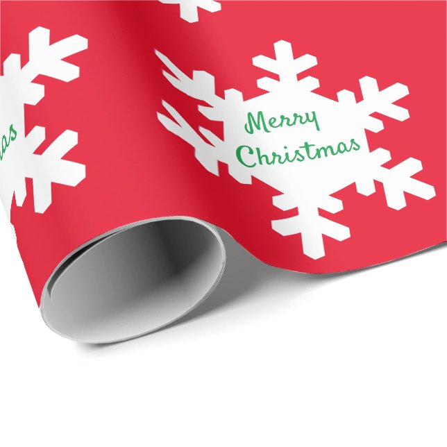 Snowflake Mönster Red Grönt White God jul Presentpapper (Rullad Hörn)