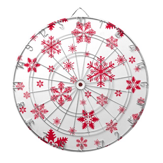 Snowflake Mönster, Red Snöflingor, Snö, White Darttavla (Framsidan)